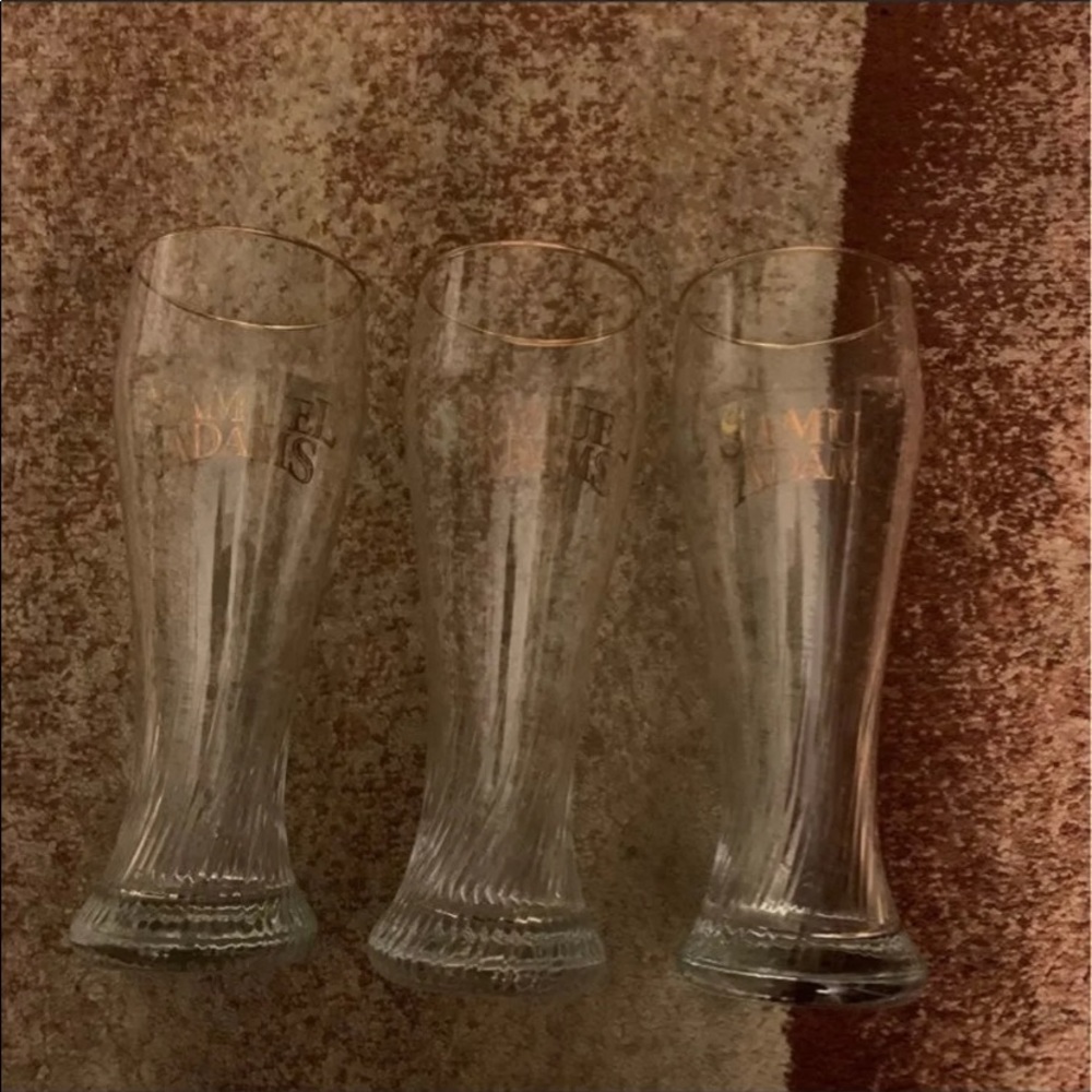 Lot of 3 Samuel Adams Ale Gold Rim Logo Tall Pilsner Large 9” 20 Oz Beer Glass - Picture 6 of 6